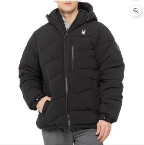 Spyder Men's Black Hooded Puffer Jacket.  NWT.